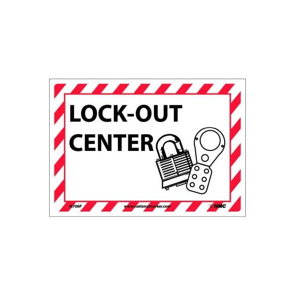 Sign Lock Out Center 7x10 Pressure Sensitive